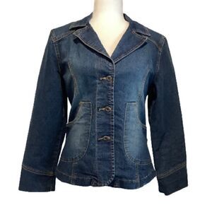 BONGO DENIM BLAZER STYLE BUTTON UP JACKET SIZE 5/6 (see measurements)‎